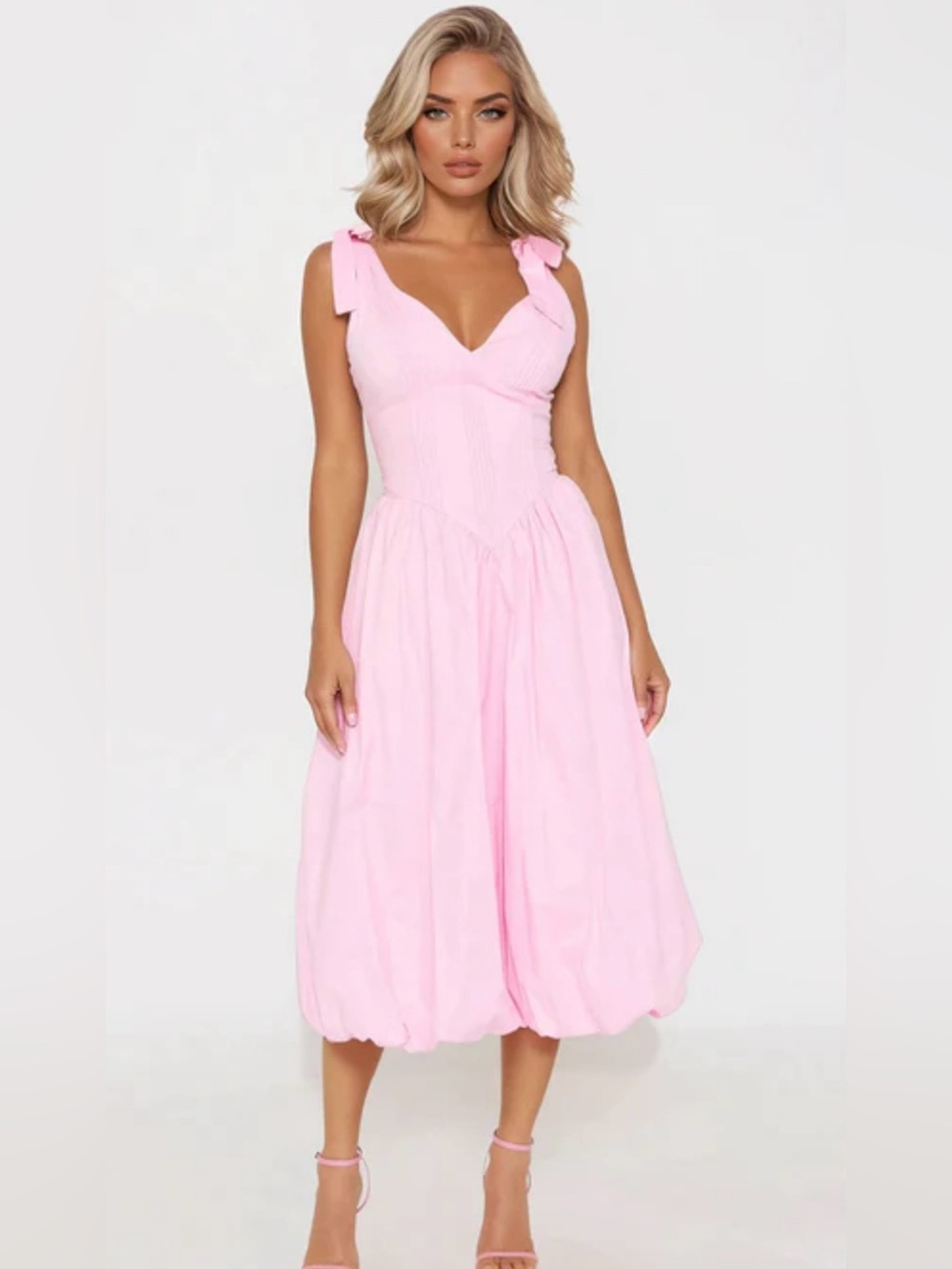 Sarah Poplin Bubble Midi Dress-Sold out
